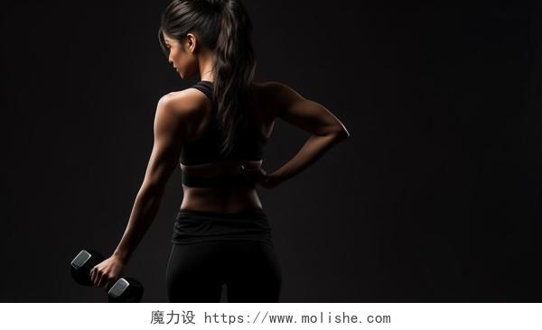 美女健身力量训练肌肉训练举铁举重锻炼健身设备